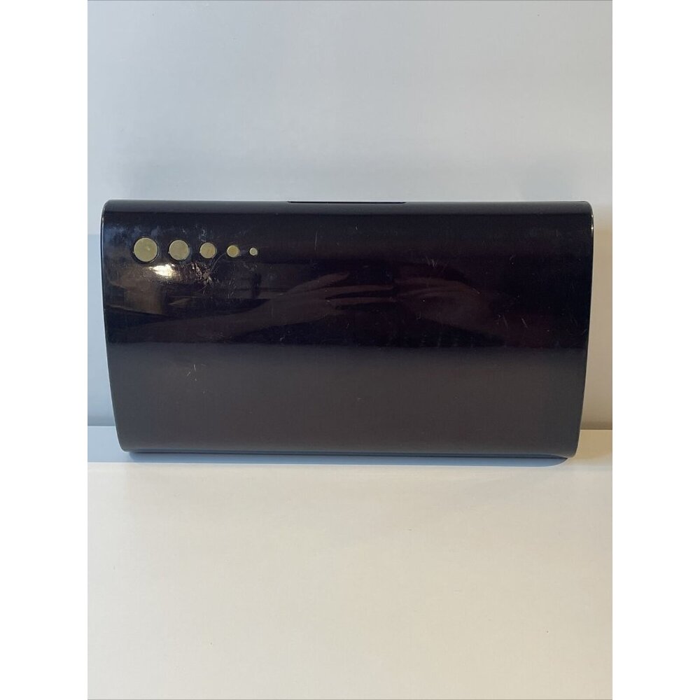 Vintage Plastic Clutch Purse Hand Bag Made In‎ Hong Kong Brown Gold Tone  EL5